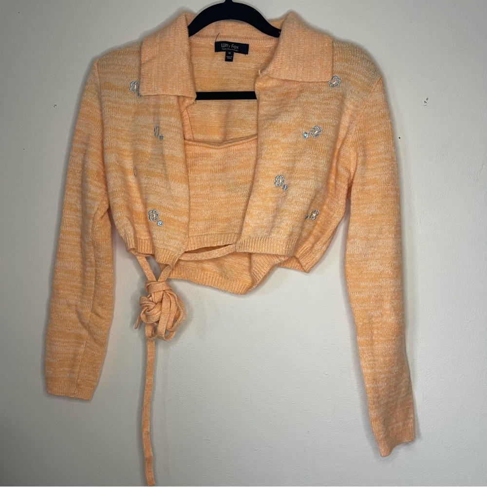 2pc Orange Knit Sweater Set